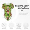 Augenstern Santa-Claus-Merry-Christmas Women's Short-Sleeve Round Neck One-Piece Swimsuit Small Black view 3