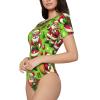 Augenstern Santa-Claus-Merry-Christmas Women's Short-Sleeve Round Neck One-Piece Swimsuit Small Black view 4