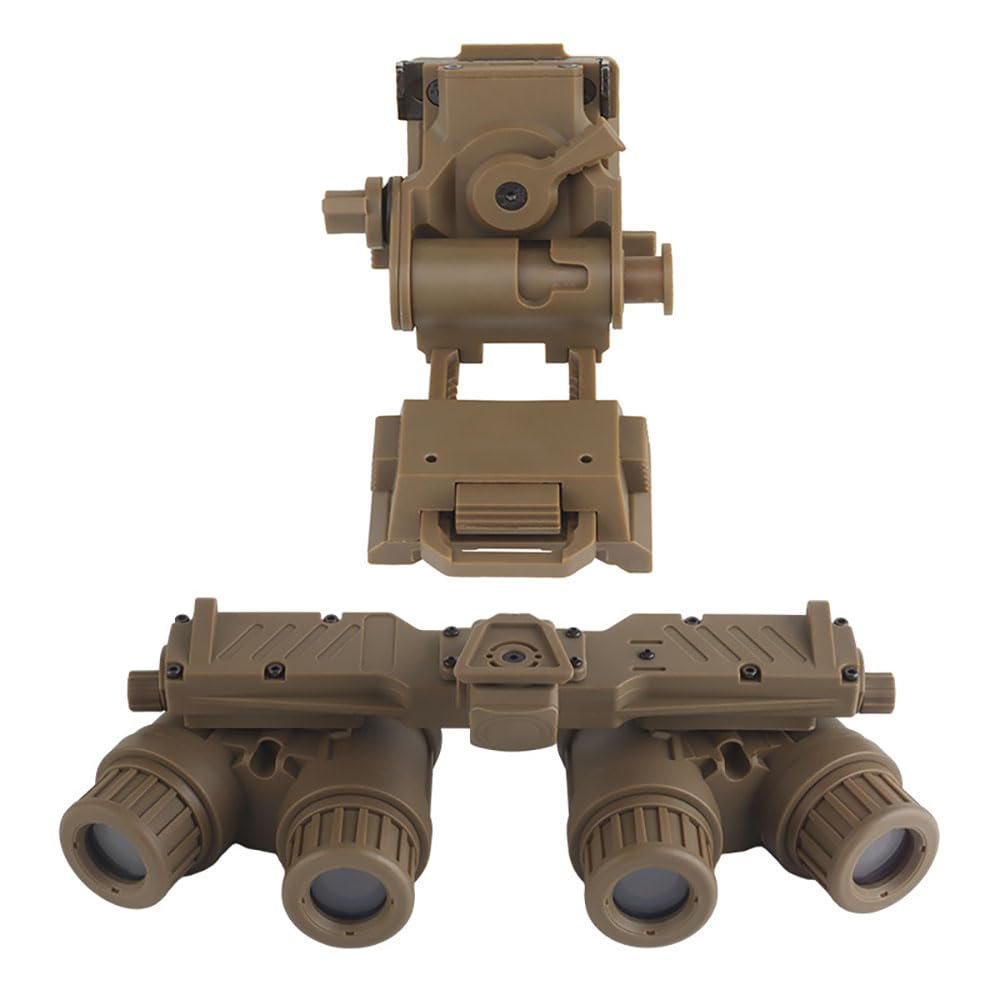 Jeekootoop Tactical Airsoft Hunting Dummy Night Vision Goggles with Helmet Mount for PVS15/PVS18/GPNVG18, No Function Binoculars Night Vision Cosplay Prop (Tan)
