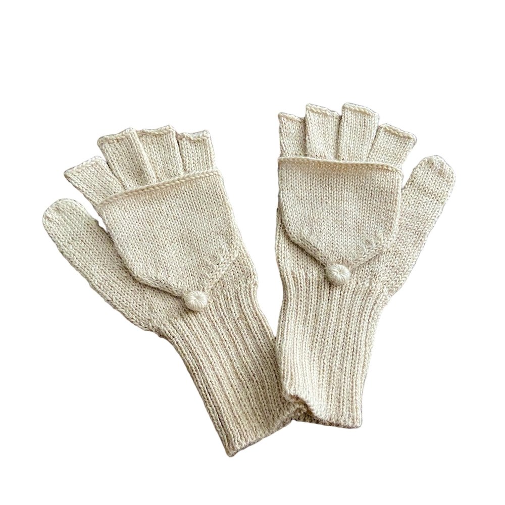 NineFit Basics Alpaca Glittens Alpaca winter gloves, Alpaca Fingerless Gloves, Hand Knitted Alpaca Winter Gloves (Beige)
