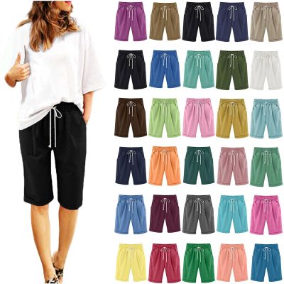 LRMQS Bermuda Shorts for Women Trendy Summer 2026 Beach Drawstring Knee Length Shorts Loose Fit Resort Wear Fashion Clothes