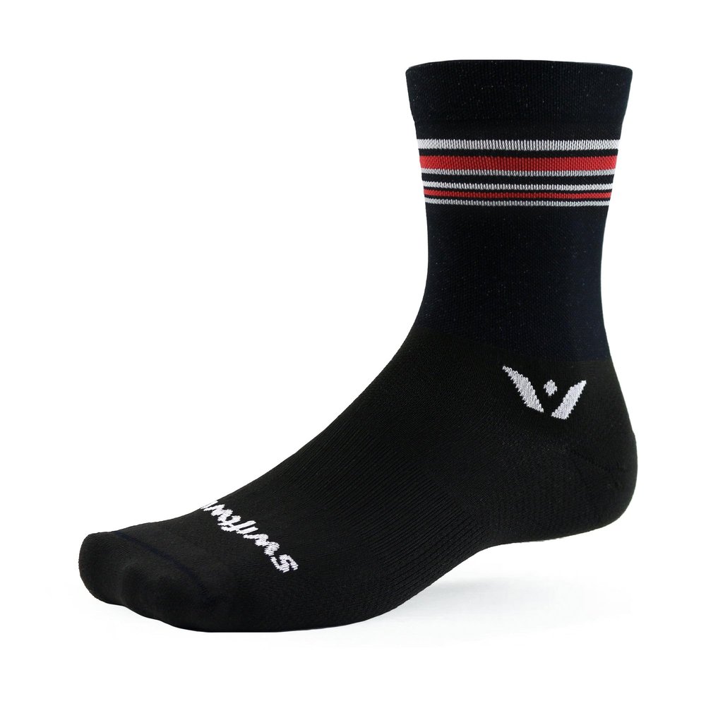 Swiftwick - ASPIRE FIVE Cycling Socks, Maximum Breathability, Crew (Red/Black, Small)