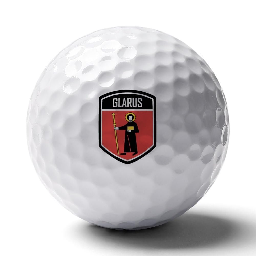 Vafogehu Golf Balls,Flag of Glarus Patterns Golf Balls, Novelty Golf Gift for Men, Women 1 Piece