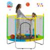 Juoe 55" Trampoline for Kids with Enclosure,Up to 440 Ibs Toddler Mini Trampoline with Net and Basketball Hoop,Indoor/Outdoor Toddler Trampoline for Kids,Gifts for Boys & Girls view 1