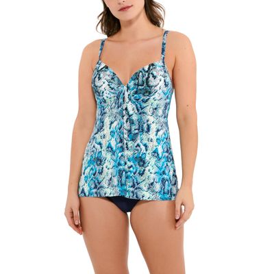 Christina Swimwear Women's Standard Serpentina Pushed Up Draped Tankini Swim Top, Black