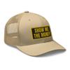 RIVEMUG Show Me The Money Curved Bill Trucker Hat MId Crown Adjustable Money Cap Khaki view 4