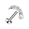 16-18GA 316L Stainless Steel Threadless Push-In CZ Crystal Crescent Moon and Star Flat Back Stud (Silver Tone, 1mm (18GA)) view 1
