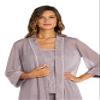 R&M Richards Women's 3-Piece Glitter Pant Suit W/Tank Top & Sheer Jacket | Elegant Evening Cocktail Party Attire view 2