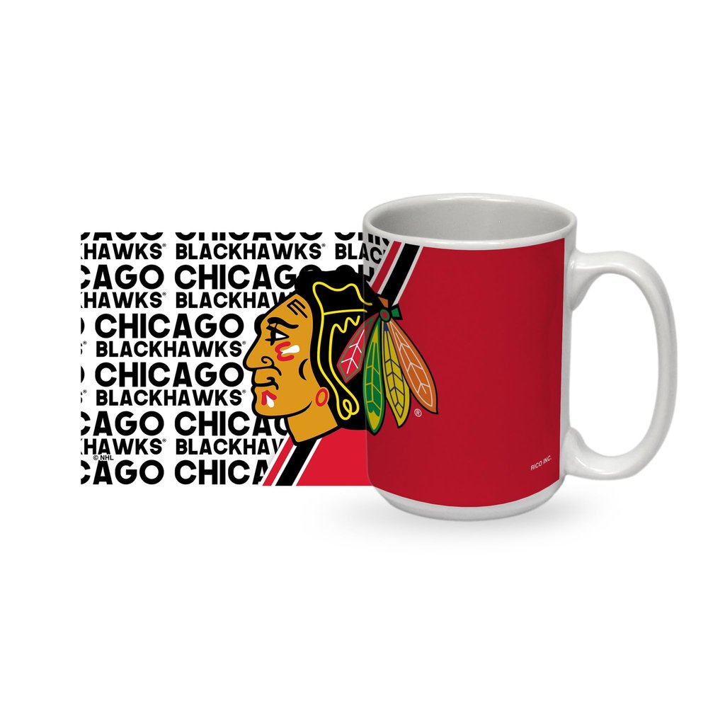 Rico Industries NHL Hockey Chicago Blackhawks 15 oz White Ceramic Mug