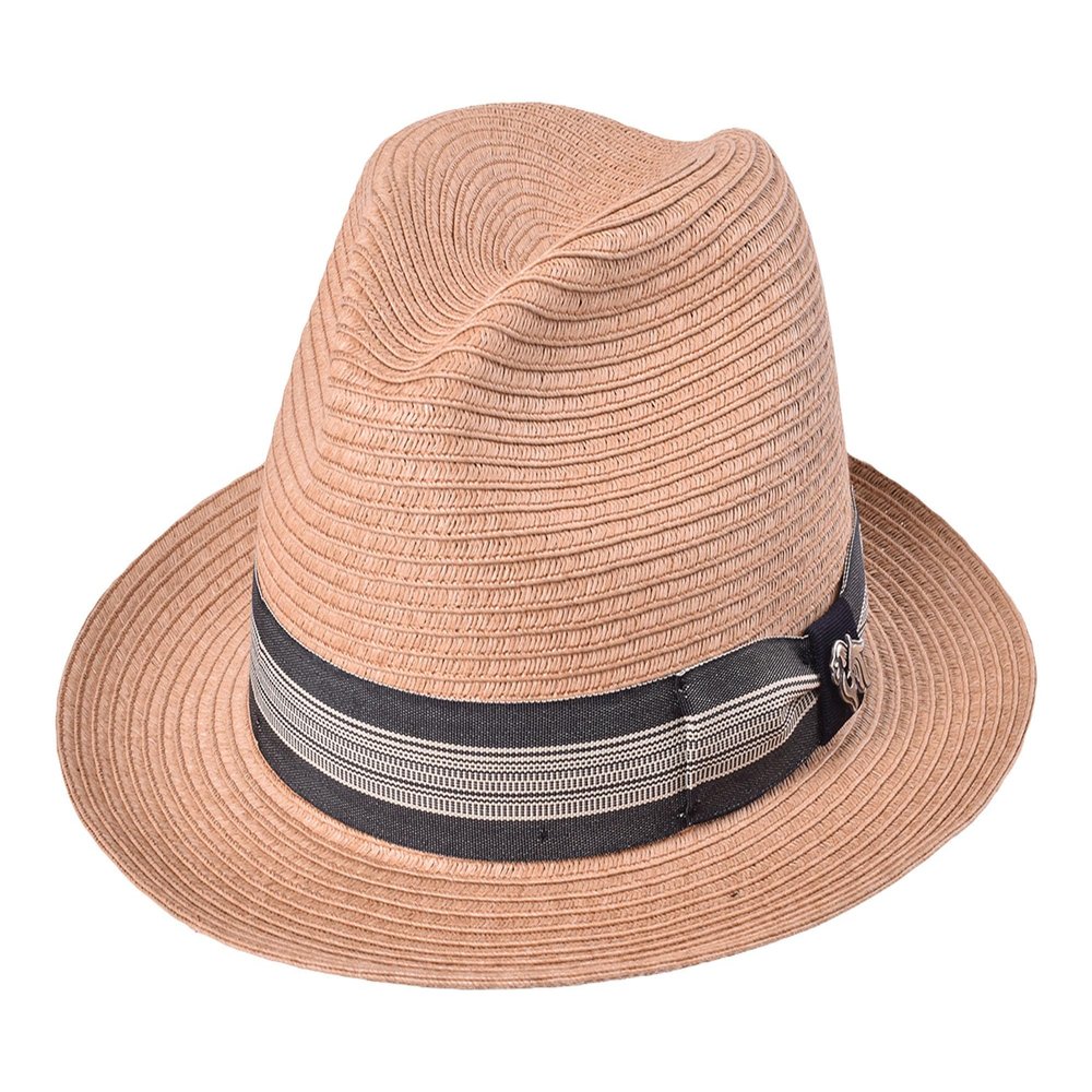 Bigalli Swing Paper Braid Sun Hats for Women Men Crushable Beach Hat Center Dent Shape, Grosgrain Ribbon Detail, UV Protection SPF 80 Certified | Beige Small