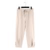 NineFit Basics Mens 2024 Cotton Linen Capri Pants Yoga Pants Elastic Drawstring Casual 3/4 Capri Hippie Pants Wide Leg Baggy Cotton Harem Yoga Trousers with Pockets Khaki, Small view 3