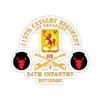 Kiss-Cut Stickers - 113th Cavalry Regiment - Cav Br - DUI - 1st Squadron w Red REGT Txt - 34th ID - SSI X 300 (White, 4"x4") view 1
