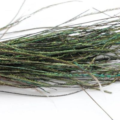 YJIUYUANQ 200Pc Fly Fishing Tied Material Natural Peacock Herl Feather Wire Tail Ribbon Gloss Streamers Accessories, as show