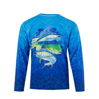 Kobalt1 Boys 2T-18 Blue Marlin Water Sport Fishing UPF Performance Shirt (7), Blue, Green