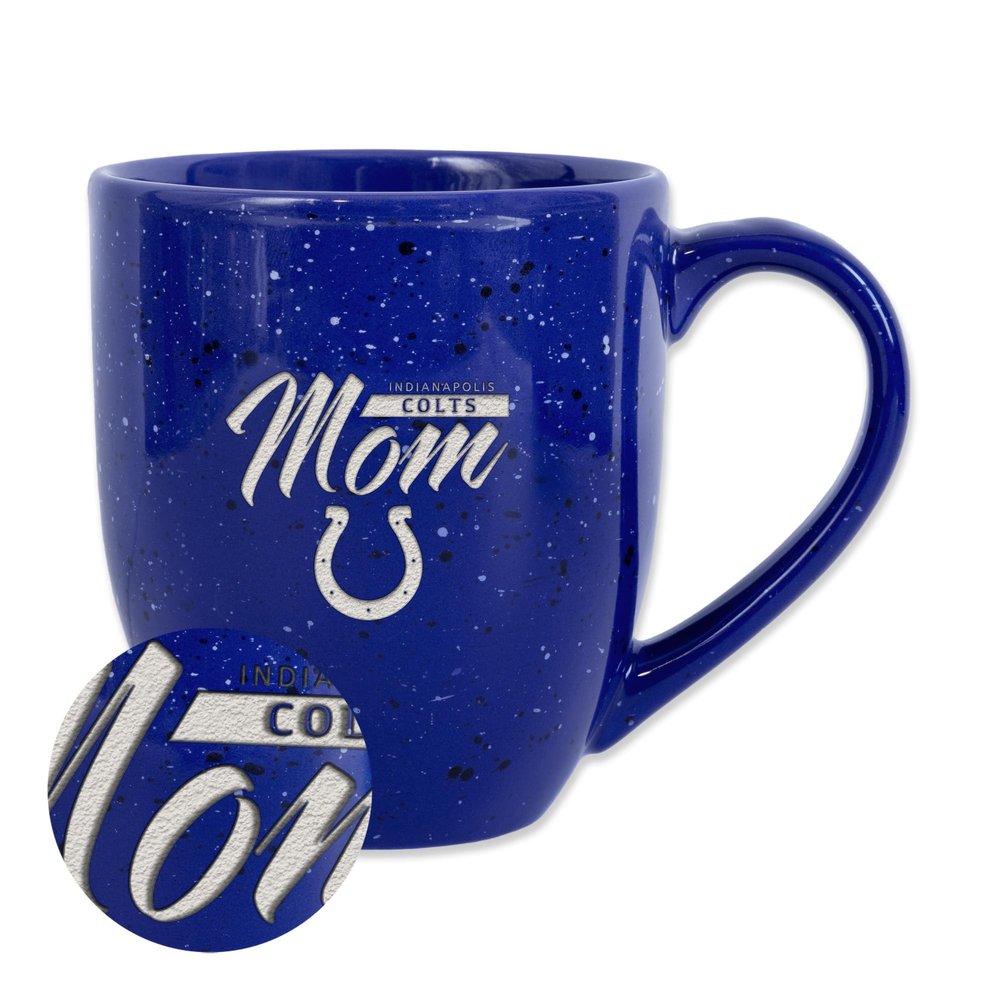 Rico Industries NFL Football Indianapolis Colts Mom Royal Blue 16 oz Team Color Laser Engraved Ceramic Coffee Mug