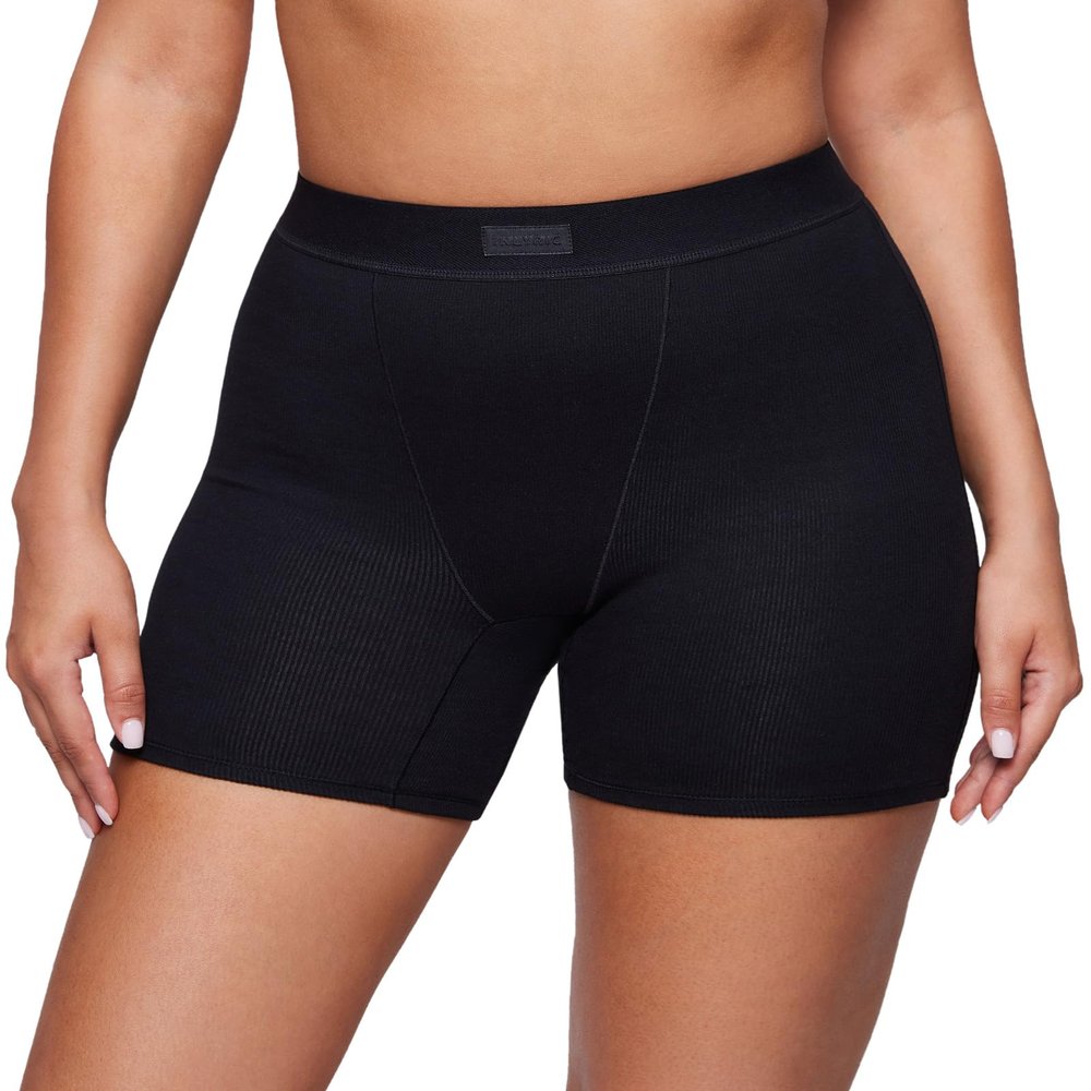 INLYRIC Women's Boxer Briefs Cotton High Waisted Boy Shorts Underwear 5" Inseam Stretch Boxer Shorts Black Large