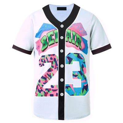 HOPSHION 90s Bel Air Baseball Jersey for Women Button Down Hip Hop Clothing Outfits HP001-#23-White-XXL