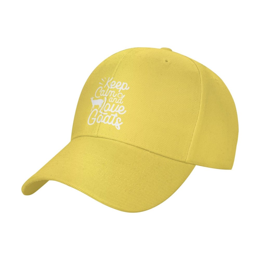 Keep Calm and Love Goats Baseball Cap Men Women Adjustable Trendy Curved Brim Baseball Caps Yellow