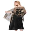 Sanmoury Women's 1920s Sequin Shawl Wraps Fringe Glittering Cape Scarf For Evening Wedding Party (Black Gold) view 2