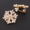 GRACE JUN Fashion Snowflake Clip On Earrings Sparkling Cubic Zirconia Non Pierced Clip-Earrings For Women Ear Clip (Gold Clip on Earrings) view 3