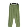 NineFit Basics Mens 2024 Cotton Linen Capri Pants Yoga Pants Elastic Drawstring Casual 3/4 Capri Hippie Pants Wide Leg Baggy Cotton Harem Yoga Trousers with Pockets Green, XX-Large view 4