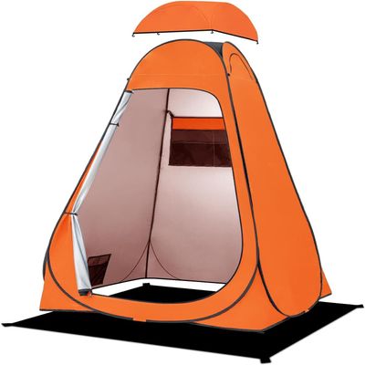 BRIAN & DANY Pop Up Shower Tent, Portable Privacy Camping Changing Tent, Camp Toilet Bathroom Pod with Rain Shelter & Windows, UPF 50+ & Waterproof, 47.2" x 47.2" x 74.8", Orange