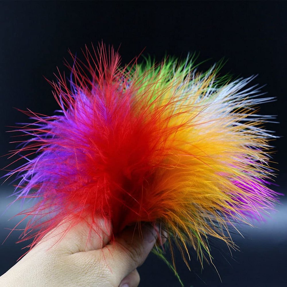YJIUYUANQ Turkey Marabou Blood Feathers Woolly Bugger Streamers Fly Tying Feather Materials,10 Color, 100pcs, As Show