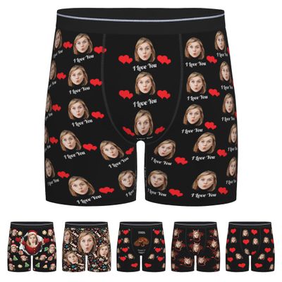 NineFit Basics Customized Boxers for Men Elephant Trunk Underwear for Men Birthday Gift Ideas Custom Underwear for Boyfriend L-0.0122, Large, Style-22