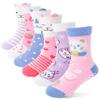 ANTSANG Toddler Kids Girls Fuzzy Grips Socks Non Slip/Anti Skid Slipper Socks Warm Crew Cute Animal Fashion Cartoon Child Socks 6 Pairs Girls Gifts Stocking Stuffers (Cat,8-12 Years) view 1
