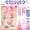 ANTSANG Toddler Kids Girls Fuzzy Grips Socks Non Slip/Anti Skid Slipper Socks Warm Crew Cute Animal Fashion Cartoon Child Socks 6 Pairs Girls Gifts Stocking Stuffers (Cat,8-12 Years) view 2