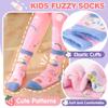 ANTSANG Toddler Kids Girls Fuzzy Grips Socks Non Slip/Anti Skid Slipper Socks Warm Crew Cute Animal Fashion Cartoon Child Socks 6 Pairs Girls Gifts Stocking Stuffers (Cat,8-12 Years) view 4