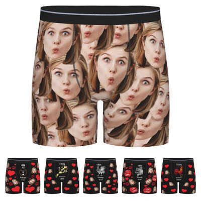 Customized Boxers for Men Gifts for Birthday for Boyfriend Unique Custom Boxers with Face on Them Personalized Underwear XL-0.014