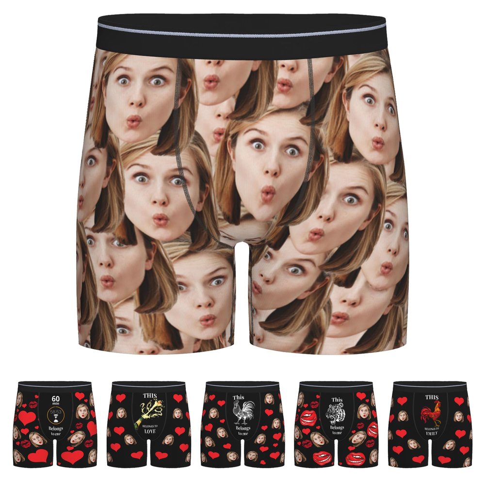 Customized Boxers for Men Gifts for Birthday for Boyfriend Unique Custom Boxers with Face on Them Personalized Underwear XL-0.014
