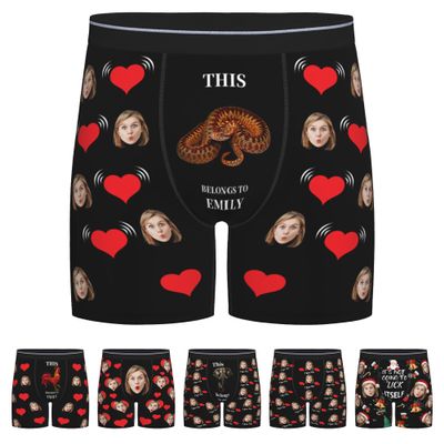 Customized Boxers for Men Elephant Trunk Underwear for Men Birthday Gift Ideas Custom Underwear for Boyfriend L-0.018