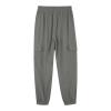NineFit Basics Men's Cotton Linen Capri Pants 3/4 Quick Dry Workout Cargo Hiking Shorts Linen Capri Pants Casual Lightweight Breathable Baggy Pants Drawstring Elastic Waist Beach Yoga Pants Grey, Medium view 4
