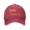 Pisces February Baseball Cap for Men Women Hat Vintage Cowboy Hats Adjustable Trucker Caps Red view 2