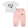 ARTMINE Girls 2-Piece Clothing Sets Sleeve Printed T-shirt+Casual Drawstring Elastic Waist Cargo Pants, US 11-12 Years = Tag 160 view 1