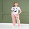 ARTMINE Girls 2-Piece Clothing Sets Sleeve Printed T-shirt+Casual Drawstring Elastic Waist Cargo Pants, US 11-12 Years = Tag 160 view 2