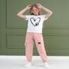 ARTMINE Girls 2-Piece Clothing Sets Sleeve Printed T-shirt+Casual Drawstring Elastic Waist Cargo Pants, US 11-12 Years = Tag 160 view 3