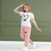 ARTMINE Girls 2-Piece Clothing Sets Sleeve Printed T-shirt+Casual Drawstring Elastic Waist Cargo Pants, US 11-12 Years = Tag 160 view 4