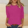 GAANBODI 3/4 Length Sleeve Womens Tops Casual Loose Fit Crewneck T Shirts Solid Three Quarter Length Tunic Tops Summer Blouse 05-Hot Pink Large view 2