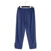 NineFit Basics Mens 2024 Cotton Linen Capri Pants Yoga Pants Elastic Drawstring Casual 3/4 Capri Hippie Pants Wide Leg Baggy Cotton Harem Yoga Trousers with Pockets Blue, Medium view 4