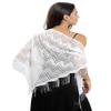 Sanmoury Women's Triangle Lace Shawls Wraps For Bride Wedding Floral Lightweight Fringe Scarf For Evening Party Dress (A-White) view 1