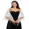 Sanmoury Women's Triangle Lace Shawls Wraps For Bride Wedding Floral Lightweight Fringe Scarf For Evening Party Dress (A-White) view 2