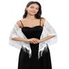 Sanmoury Women's Triangle Lace Shawls Wraps For Bride Wedding Floral Lightweight Fringe Scarf For Evening Party Dress (A-White) view 3