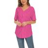 Mowbeat Women Baseball Jersey Stripe Softball Jersey Button Down Tee Shirt Sports Uniform Short Sleeve T-Shirt (Stripe Rose,XXL) view 1