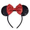 KICOFIT Mouse Ears Headbands Women Mice Ears Headhand Bows Shiny Glitter Birthday Party Themed Events(Red Bow 2) view 1