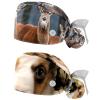 2-Pc Nurse Scrub Caps,Scrub Hats with Buttons and Cotton Sweatband,Flower Deer Snow Tree view 1