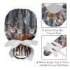 2-Pc Nurse Scrub Caps,Scrub Hats with Buttons and Cotton Sweatband,Flower Deer Snow Tree view 4