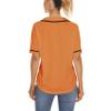 Mowbeat Women Baseball Jersey Button Down Tee Short Sleeve Shirt Sports Uniform Softball Jersey Active T-Shirt (Orange,XL) view 2